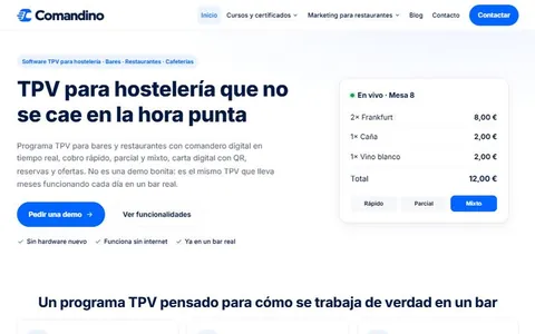 Web de Comandino, TPV para bares hecho por deen.pro