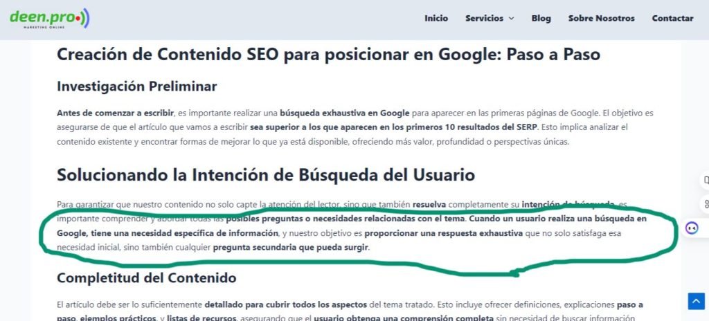 Ejemplo de poner negritas en un artículo SEO optimizado